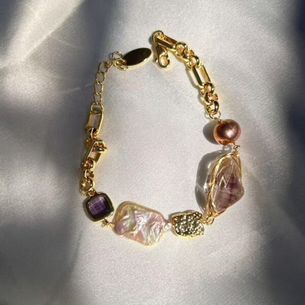 Baroque Pearl Lavender Crystal Bracelet