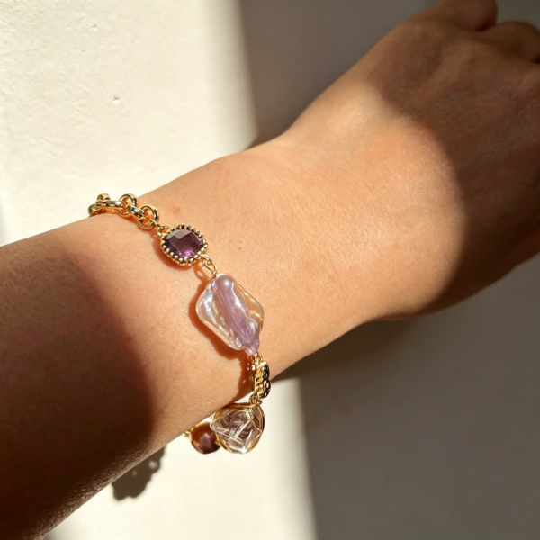 Baroque Pearl Lavender Crystal Bracelet