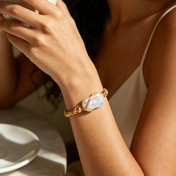 Hand-wound Baroque Pearl Bangle