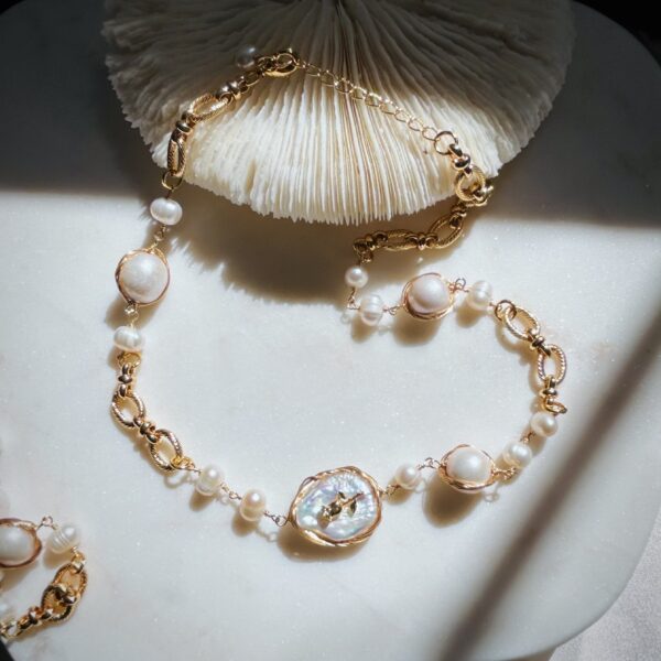 Wire Wrapped Baroque Pearl Necklace