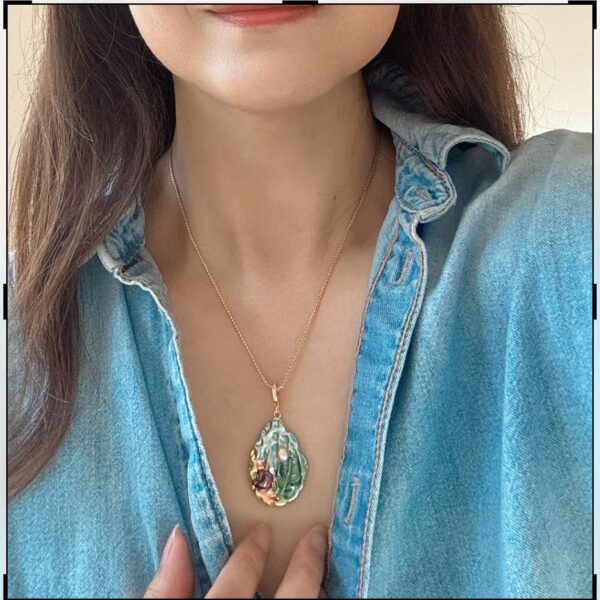 Monet Garden Pearl Pendant Necklace