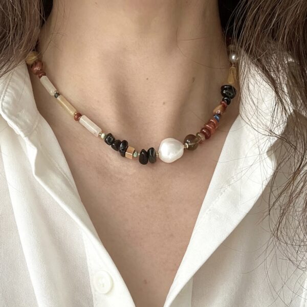 Dopamine Tiger Eye Stone Baroque Necklace