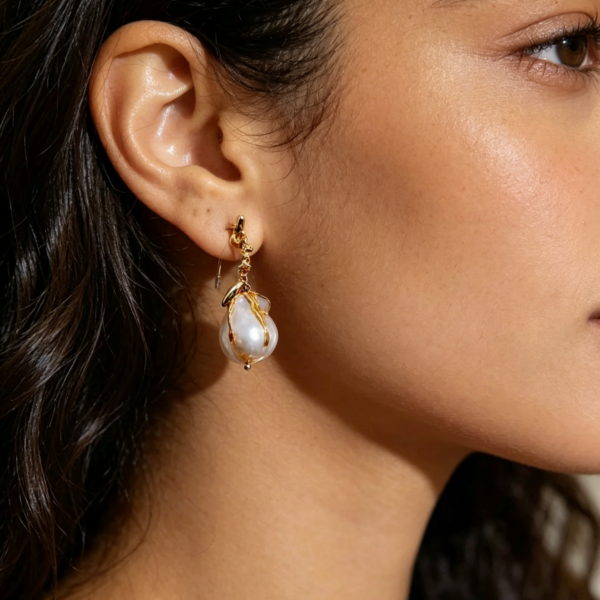 Designer Baroque Pearl Earrings
