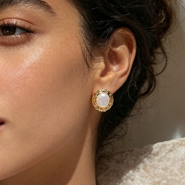 Natural Baroque Pearl Stud Earrings
