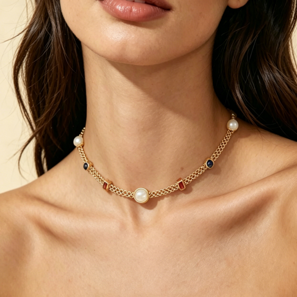 Shell, Crystal & Lapis Lazuli Necklace