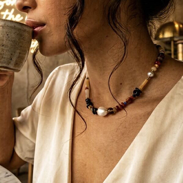 Dopamine Tiger Eye Stone Baroque Necklace